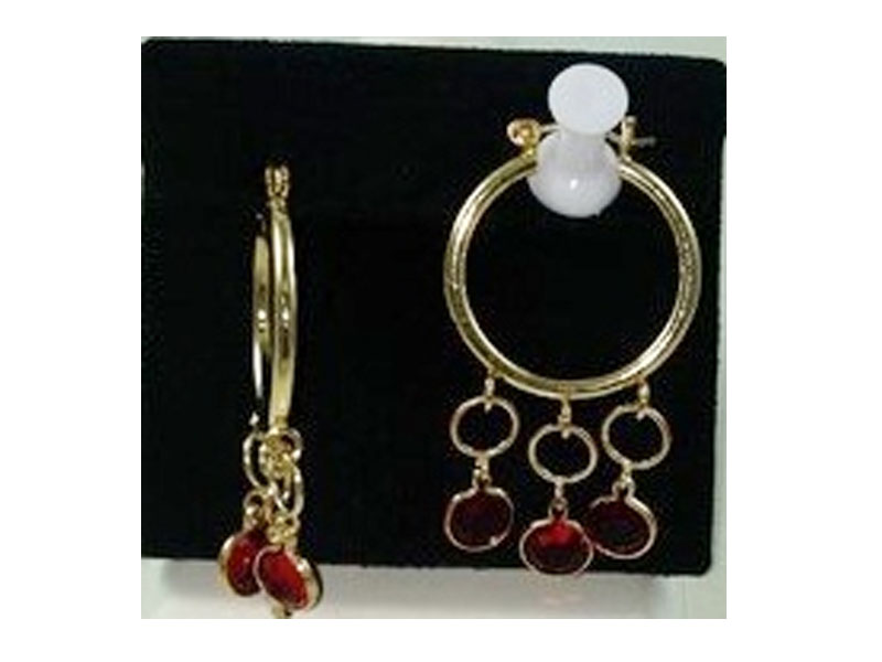 Women's Ruby Austrian Crystal Dangle Hoop Earrings