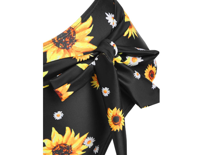 Women's Ring Sunflower Knot High Waisted Wrap Bikini Swimwear