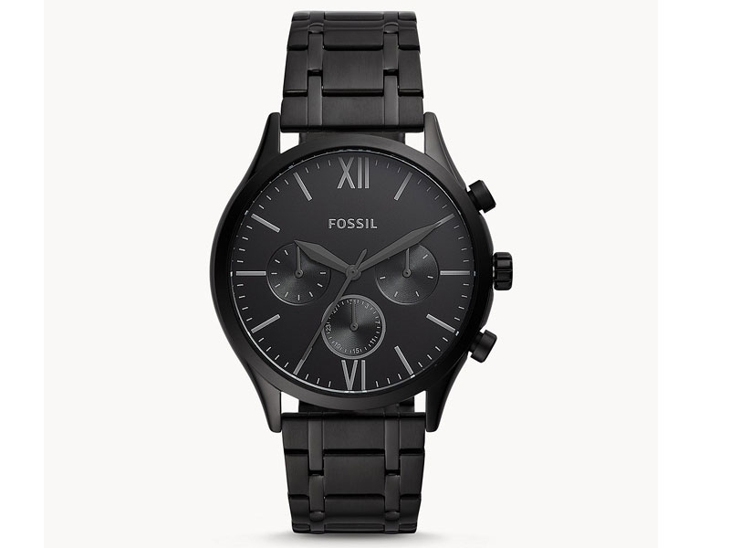 Men's Fossil Fenmore Midsize Multifunction Black Stainless Steel Watch