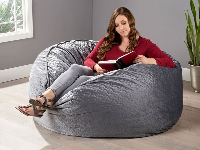 Vito Glam 4 Foot Velvet Quilt Patterned Beanbag