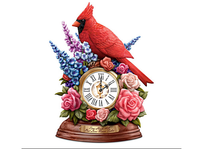 Thomas Kinkade Remembrance Cardinal Table Clock