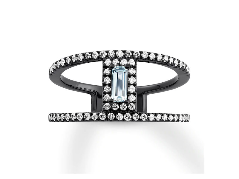 Jared Women's House of Virtruve Blue Topaz Ring 1/3 ct tw Diamonds St. Silver