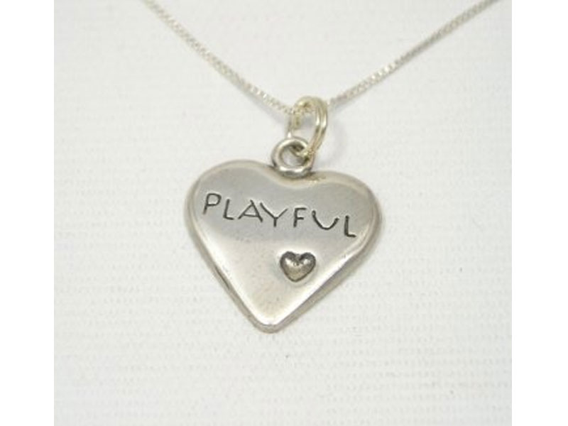 Sterling Silver Box-Link Necklace and Character Heart For Women