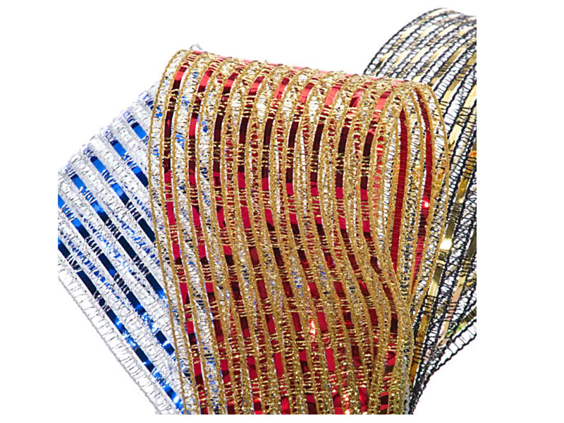 Tinsel Striped Metallic Ribbon