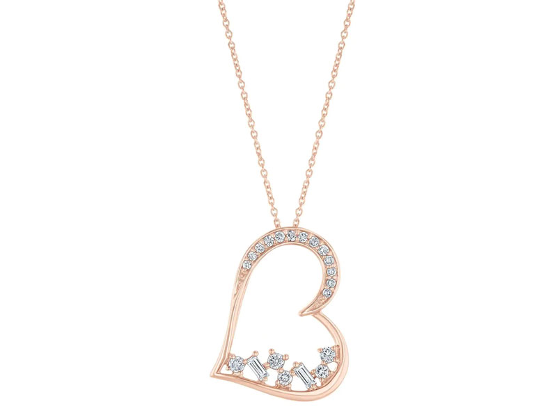 Women's Reeds Exclusive Narrative Rose Gold Diamond Heart Necklace 1/5ctw