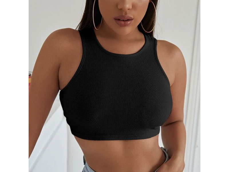 Women's 4pcs Rib-knit Crop Tank Top