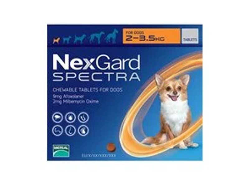 Nexgard Spectra Tab XSmall Dog 4.4-7.7 lbs Orange