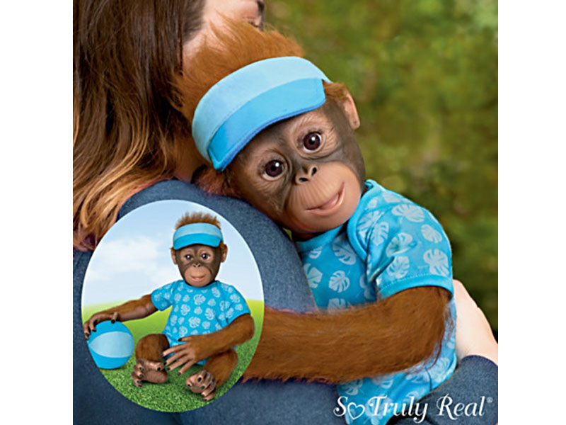 Abe's Hugs Poseable Hugging Monkey Doll With Plush Ball