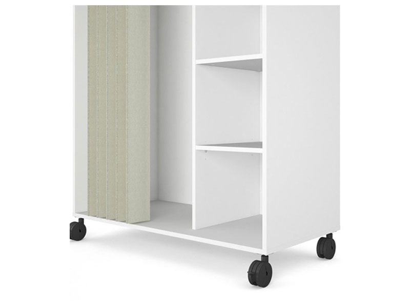 Tvilum Lola Mobile Curtain Storage Center in White Natural Fabric