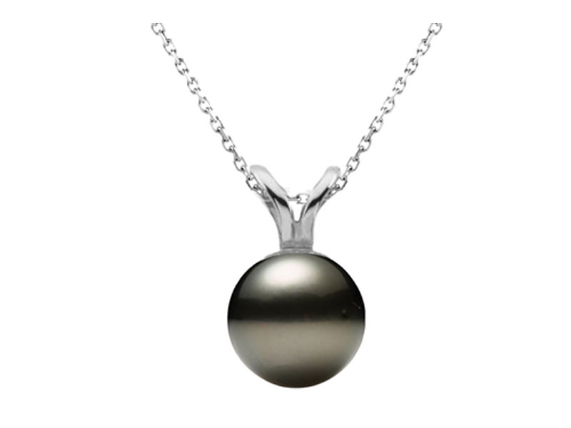 Women's 14 Karat White Gold Cultured Black Pearl Pendant