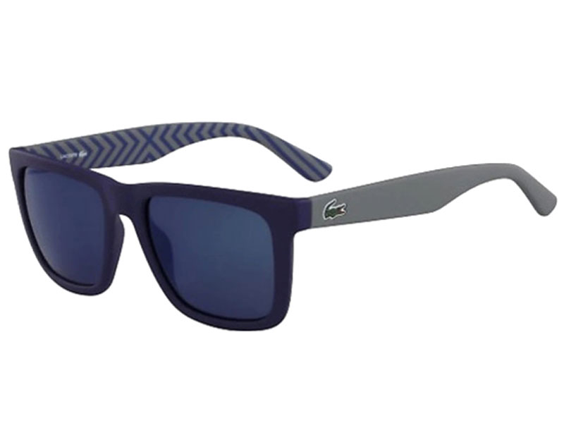 Lacoste Matte Blue Navy Soft Square W-Striped Temple Print Men's Sunglasses