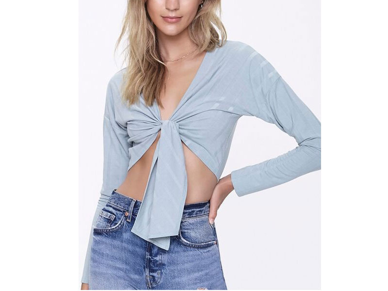 Women's Plunging Self-Tie Crop Top