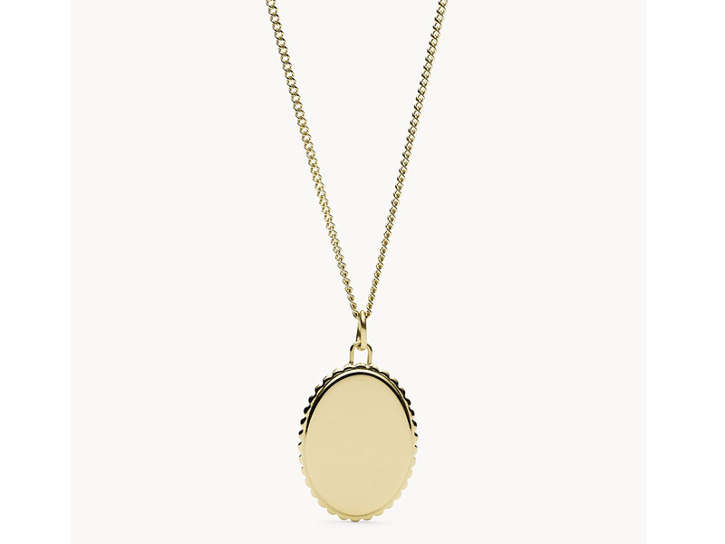 Fossil Scalloped Edge Gold-Tone Steel Pendant For Women