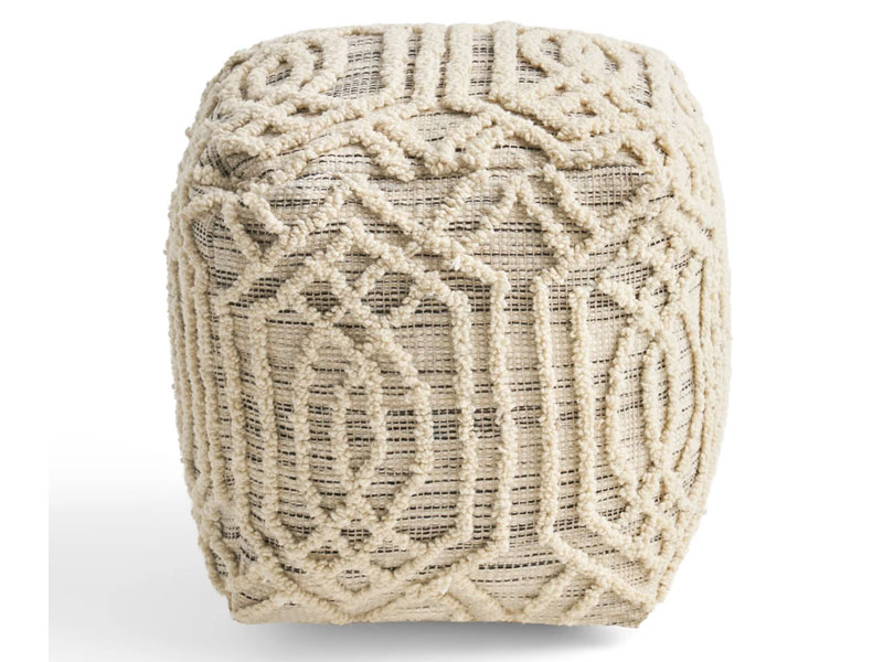 Safiya Boho Wool and Cotton Ottoman Pouf