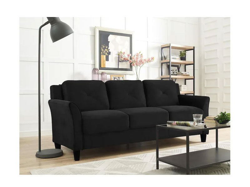 Lifestyle Solutions Casual Black Microfiber Sofa