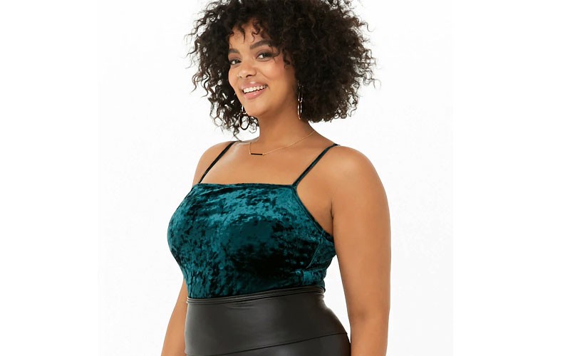 Plus Size Crushed Velvet Bodysuit