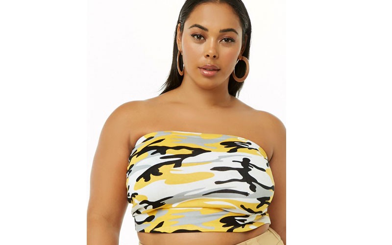 Plus Size Camo Cropped Tube Top
