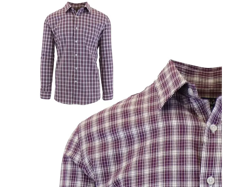 Galaxy By Harvic Men's Long Sleeve Gingham and Plaid Dress Shirts