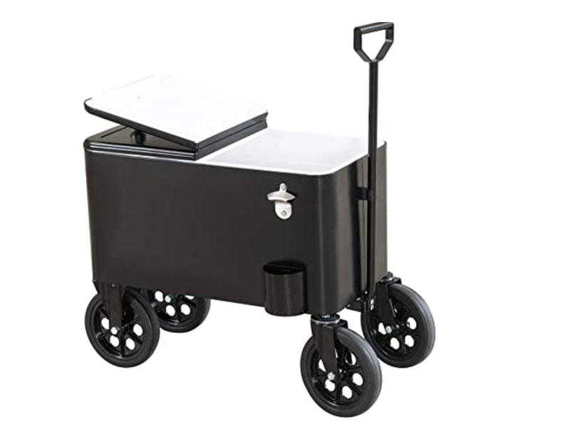 Sunjoy A601006600 Audrey 60-Quart Rolling Cooler Cart Black