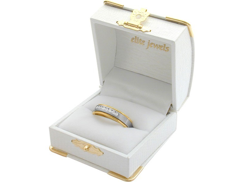 Elite Jewels Women's Titanium & Yellow Gold Multi-Texture Wedding Band Ring
