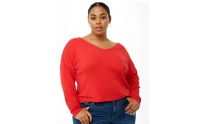 Plus Size Raw-Cut Sweater