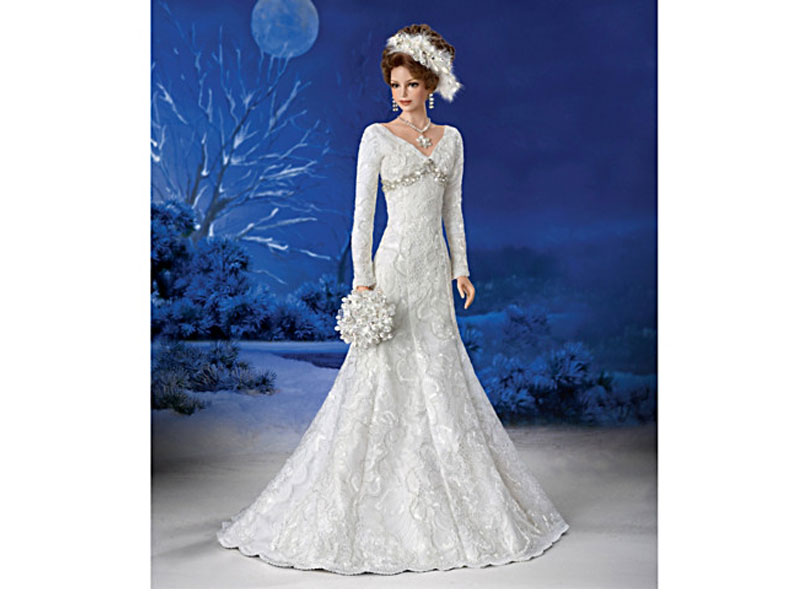 Cindy McClure Winter Romance Porcelain Bride Doll