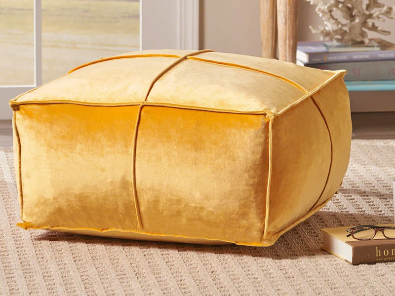 Cytheria Velvet Square Bean Bag Ottoman