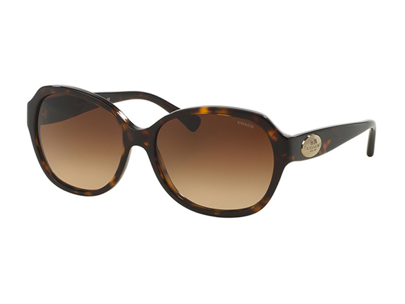 Coach Dark Tortoise Oval W-Gradient Lens Sunglasses For Women