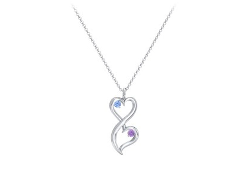 Jewlr Women's Stacked Hearts Gemstone Necklace