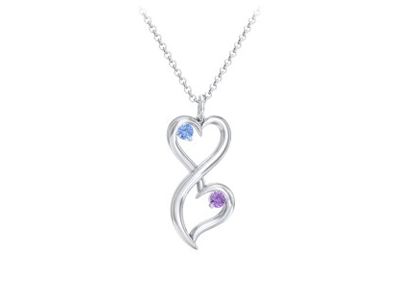 Jewlr Women's Stacked Hearts Gemstone Necklace