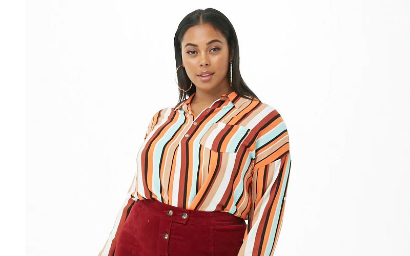 Plus Size Striped High-Low Top