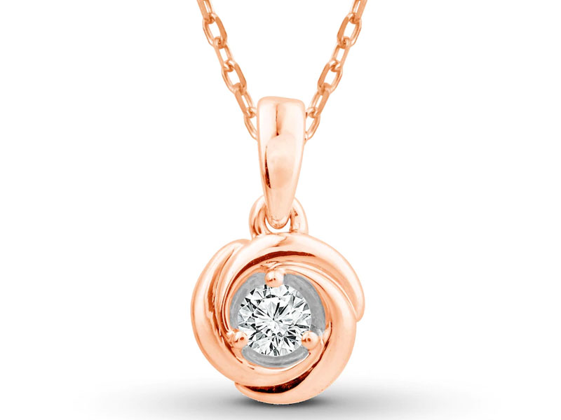 Women's Center of Me Diamond Necklace 1/10 ct tw 10K Rose Gold 18