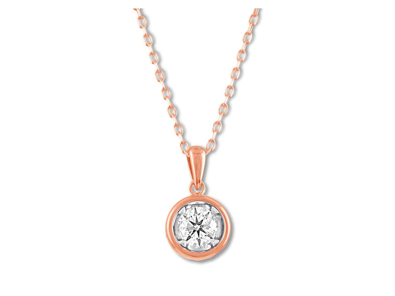 Women's Center of Me Diamond Necklace 1/10 ct tw 10K Rose Gold 18