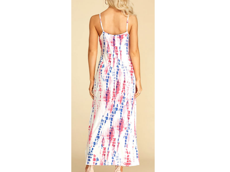 Women's Yoins White Backless Design Tie-Dye Sleeveless Dress