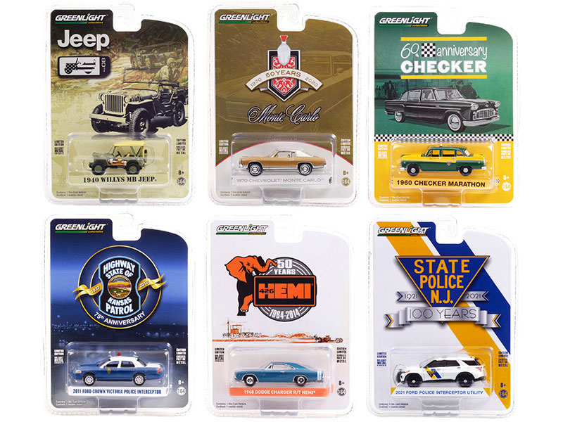 Anniversary Collection Set of 6 pieces Series Diecast Model Cars By Greenlight