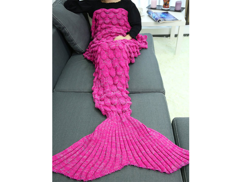 Women's Soft Knitting Fish Scales Design Mermaid Tail Style Blanket