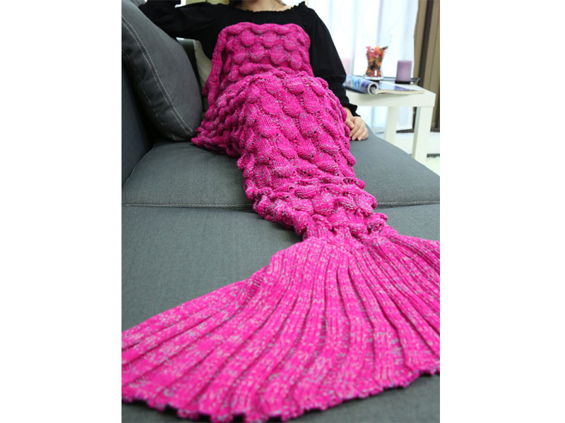 Women's Soft Knitting Fish Scales Design Mermaid Tail Style Blanket