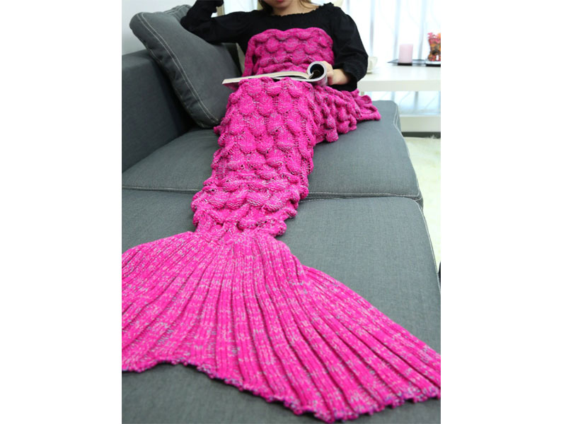 Women's Soft Knitting Fish Scales Design Mermaid Tail Style Blanket