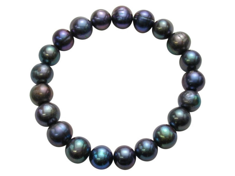 Women's 9-10mm Black Freshwater Pearl Stretch Bracelet