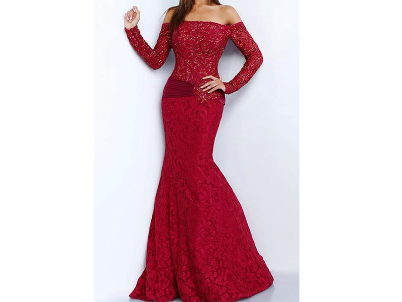 Women's Jovani Embellished Off Shoulder Mermaid Dress