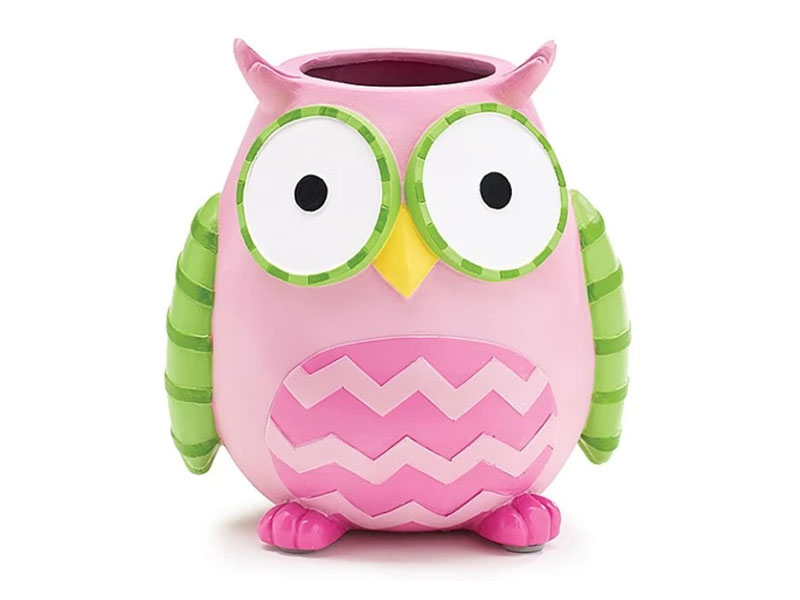 Who's Cutest Girl Pink Owl Resin Vase/Planter 3 Pack