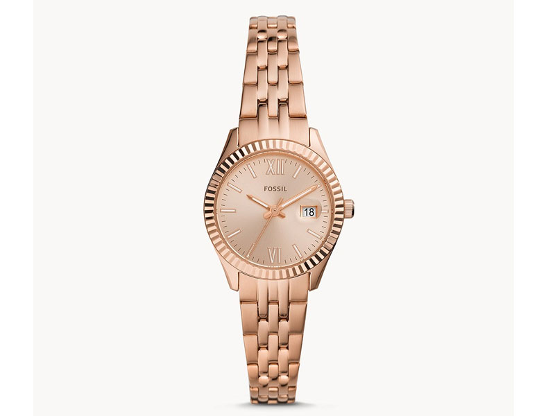 Fossil Women's Micro Three-Hand Date Rose Gold-Tone Stainless Steel Watch