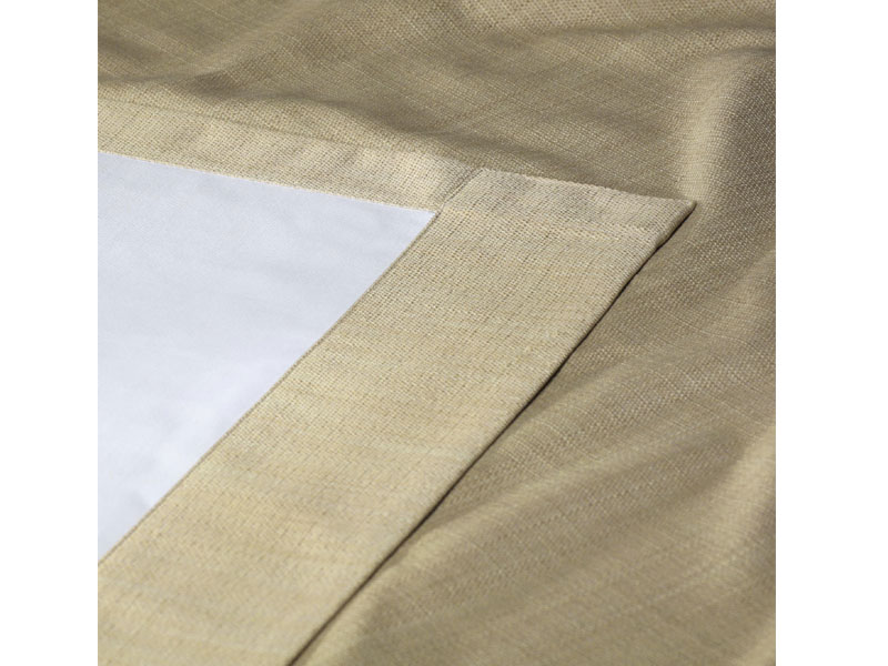 Classic Tan Italian Textured Faux Linen Hotel Blackout Grommet Curtain