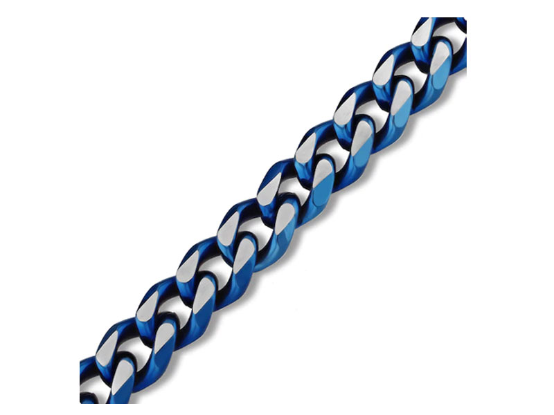 Men's Chain Necklace Stainless Steel/Blue Ion Plating 24