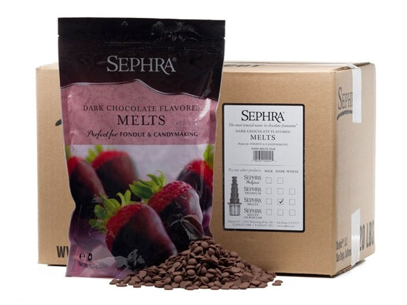 Sephra Dark Chocolate Melts, Candy Making & Dipping Chocolate 20lb case
