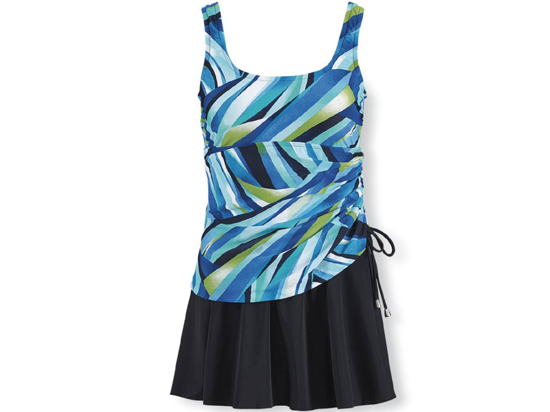 Women's Spliced Stripes Faux Skir Tini