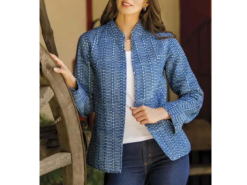 Women's Hand Crafted Indian Indigo Cotton Jacket Indigo Beauty