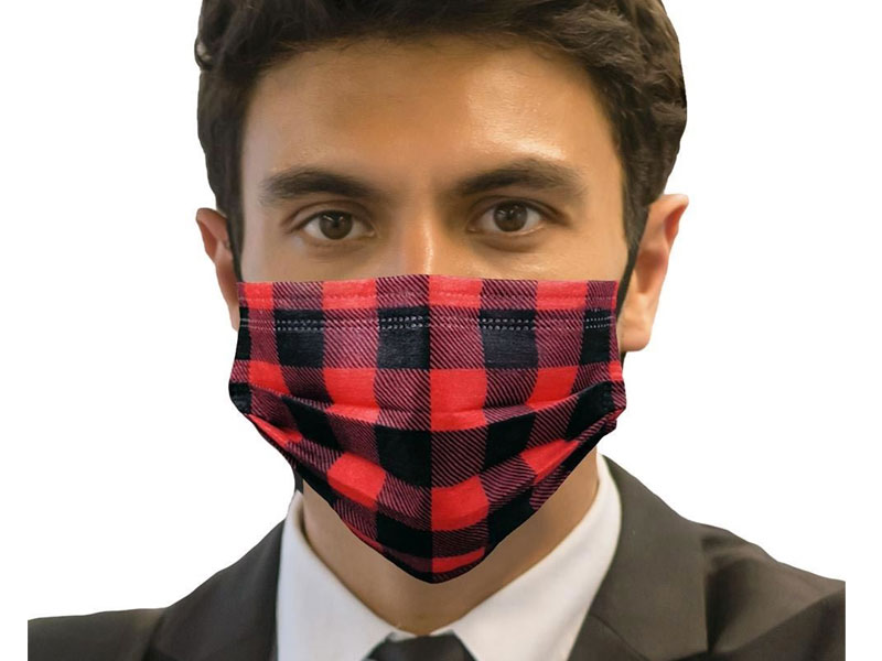 Disposable 3-Ply Buffalo Plaid Face Mask Adult