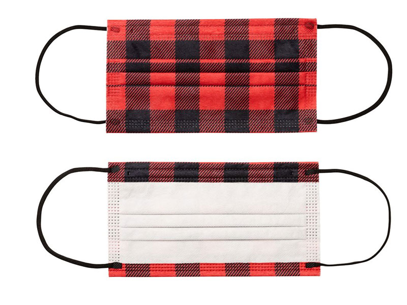 Disposable 3-Ply Buffalo Plaid Face Mask Adult