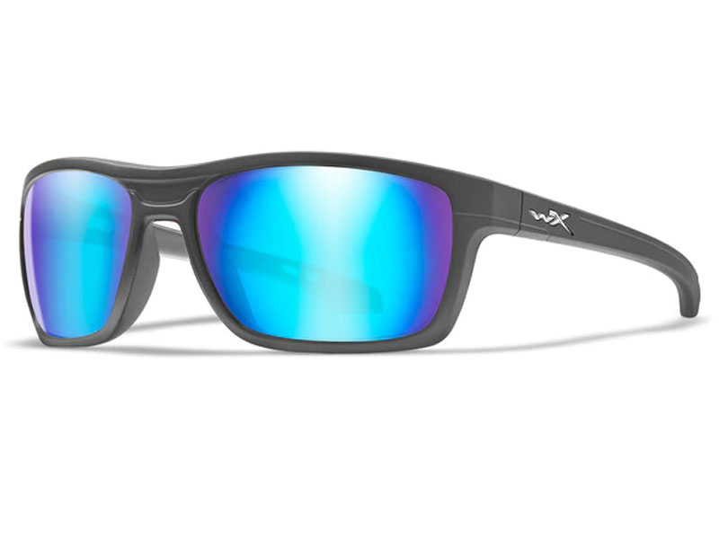 Wiley X Kingpin Safety Sunglasses Graphite Frame and Polarized Blue Mirror Lens